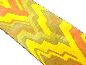 抽象山並模様織り出し紬名古屋帯